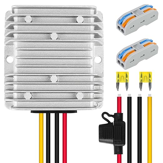 24V 145W DC-DC Converter Voltage Regulator, Step Down/Up 9V-40V to 24V 6A, Waterproof Module Power Supply for Golf Cart Accessories, Club Car