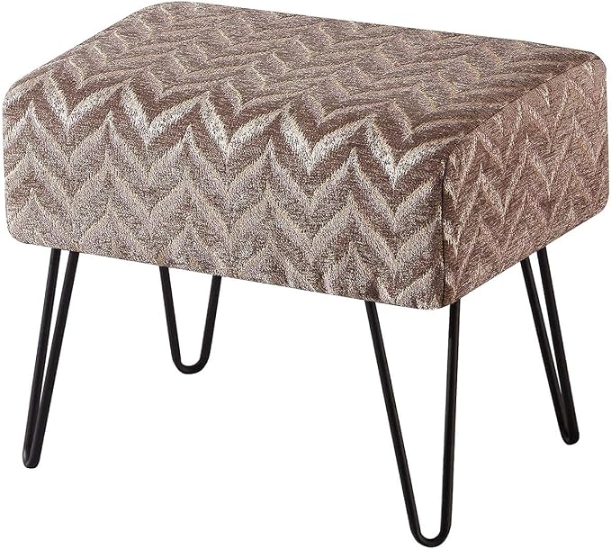 Home Soft Things Jacquard Chenille Ottoman, Arusha-Light Brown, Fuzzy Entry Way by HomeSoftThings