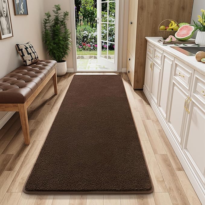 2x6 Runner Rug for Hallway, Long Runner Rugs Non Slip, Coffee | Soft Washable by AROGANAREARUG