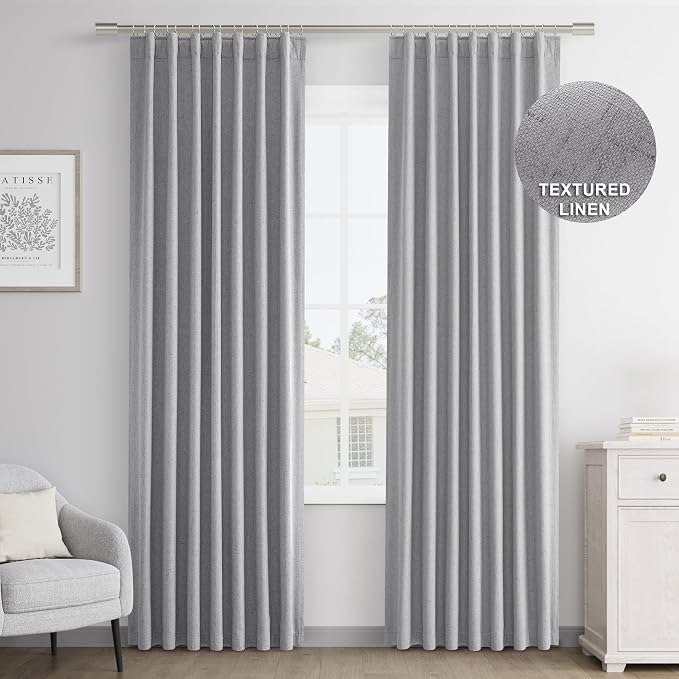 Joywell 100% Blackout Linen Curtains 80 Inches Long - Image 9