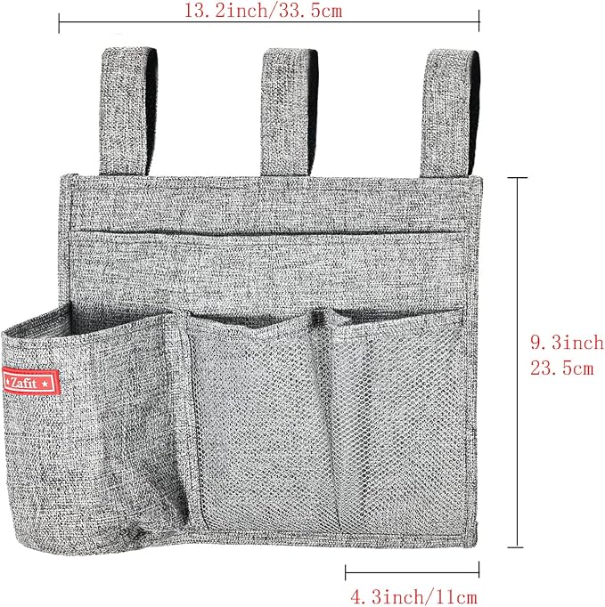 Zafit Linen Bedside Caddy, Bedside Storage Organizer - Image 3