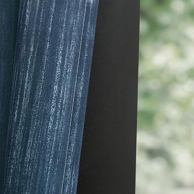 MIULEE Royal Blue and Greyish White Ombre Blackout Curtains 52Wx72L | Full Room - Image 7