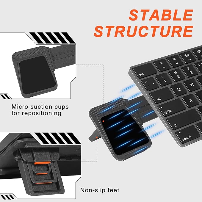MEKASS Computer Keyboard Stand for Desktop, Adjustable Keyboard Riser, Extendable Holder, Non Slip, Ergonomic Office Desk Accessories for Flat-Back Keyboard Only (Red)