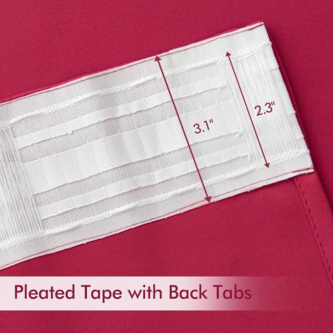 MIULEE Hot Pink Back Tab Blackout Curtains 52x120 Inch Long 2 Panels Set | Rod - Image 4