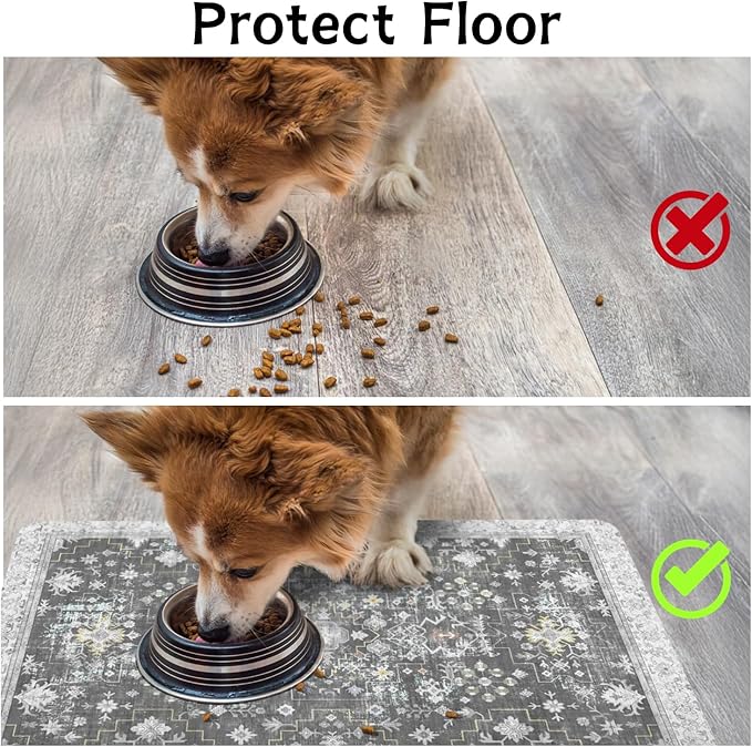 Pet Food Mats for Floor, Absorbent Dog Mat for Food and Water Dispenser Mat, Dog Food Mat Quick Dry Cat Food Mat Pet Supplies