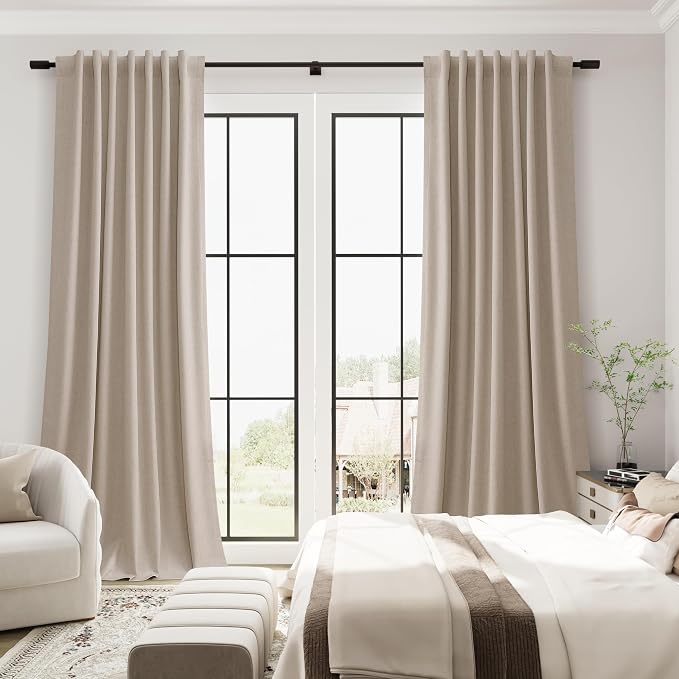 100% Blackout Linen Curtains 84 Inches Long - Image 4