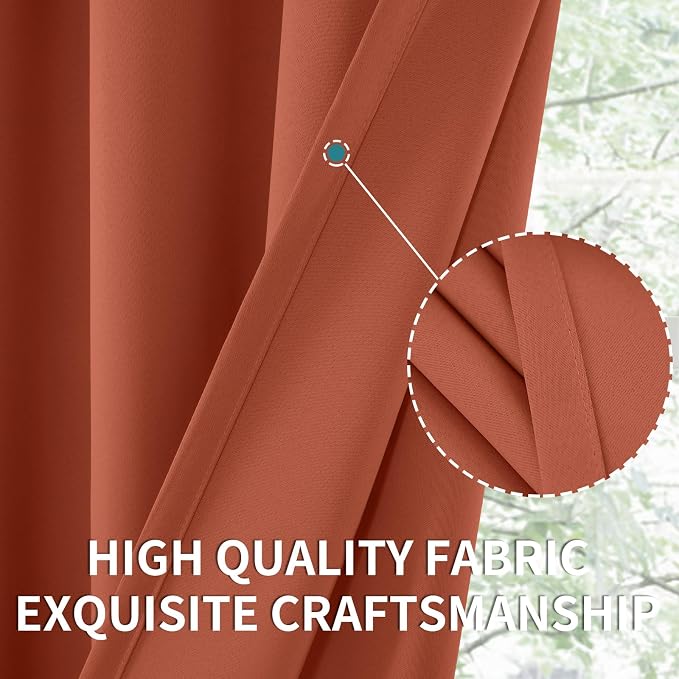 BGment Terracotta Blackout Curtains 40 Inch Length - Image 5