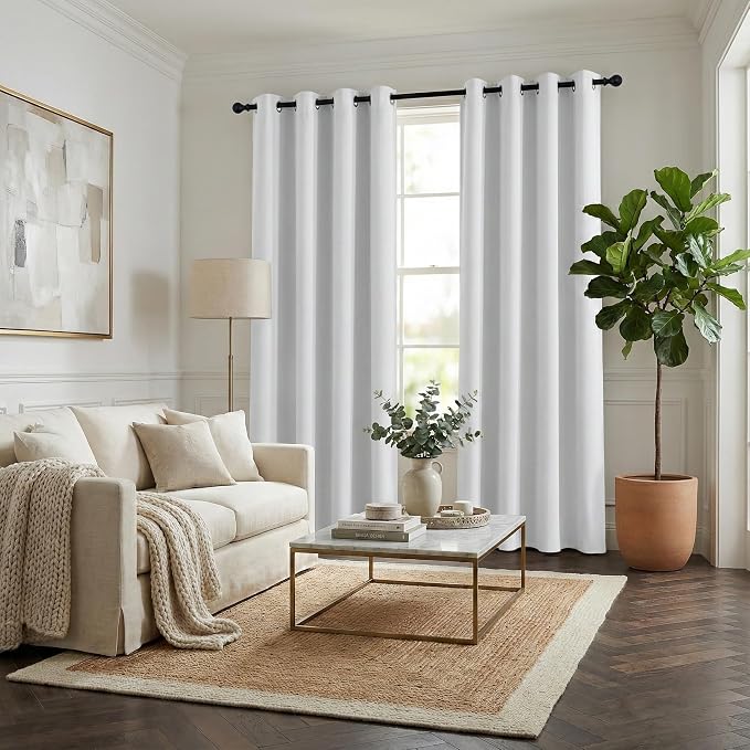 NICETOWN Greyish White 100% Blackout Curtains 84 inch Long - Image 2