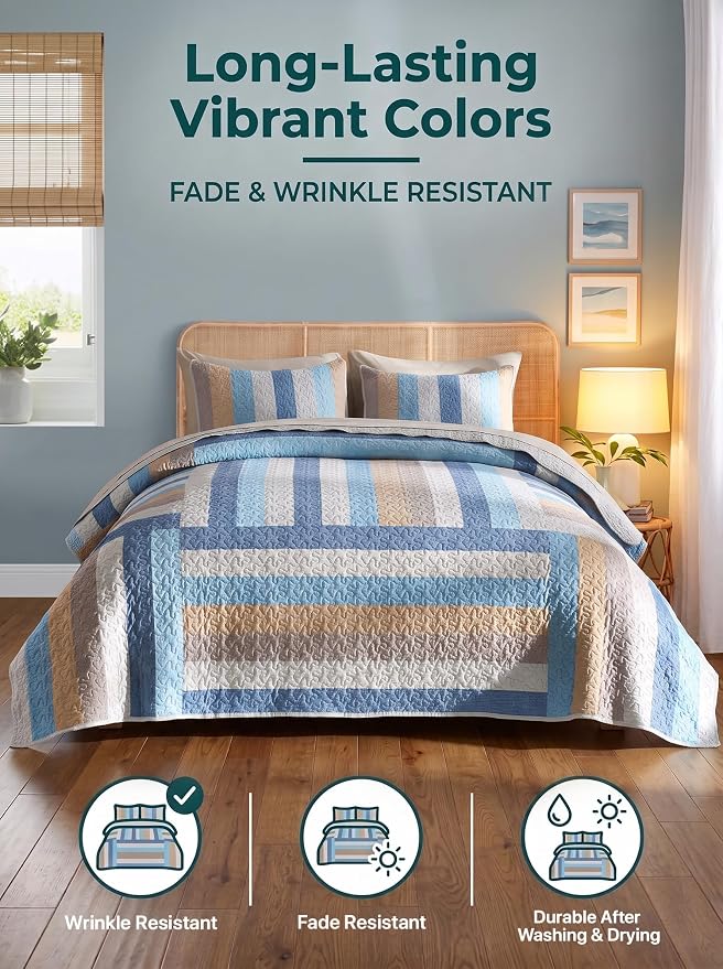 Twin Size Seersucker Quilt Set - Image 6