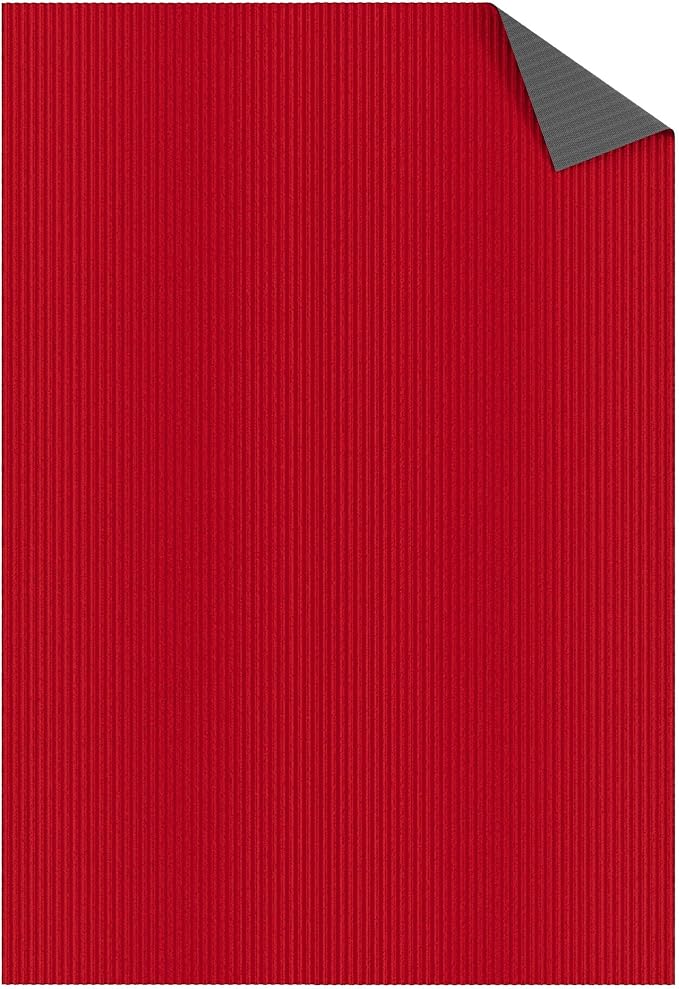 Ottomanson 6'6" x 32' Hallway Runner with Scraper Pile Extra Durable Non-Slip Rug Mat for Indoor & Outdoor Use - Ideal for Kitchen, Entryway, Patio & Garage - High-Traffic Carpet, Red