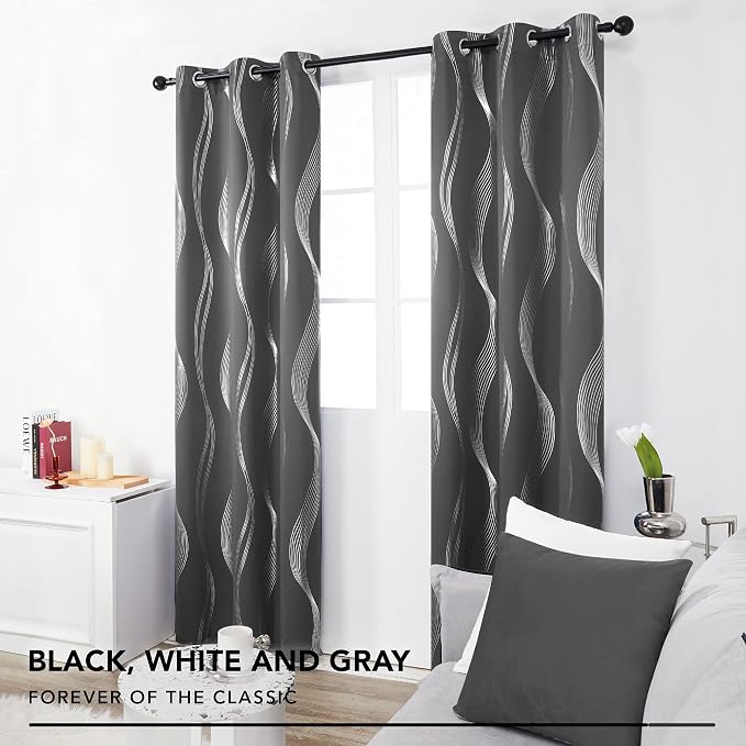 Deconovo Curtains for Living Room, Pattern Blackout Curtains 54 Inches Long | - Image 3