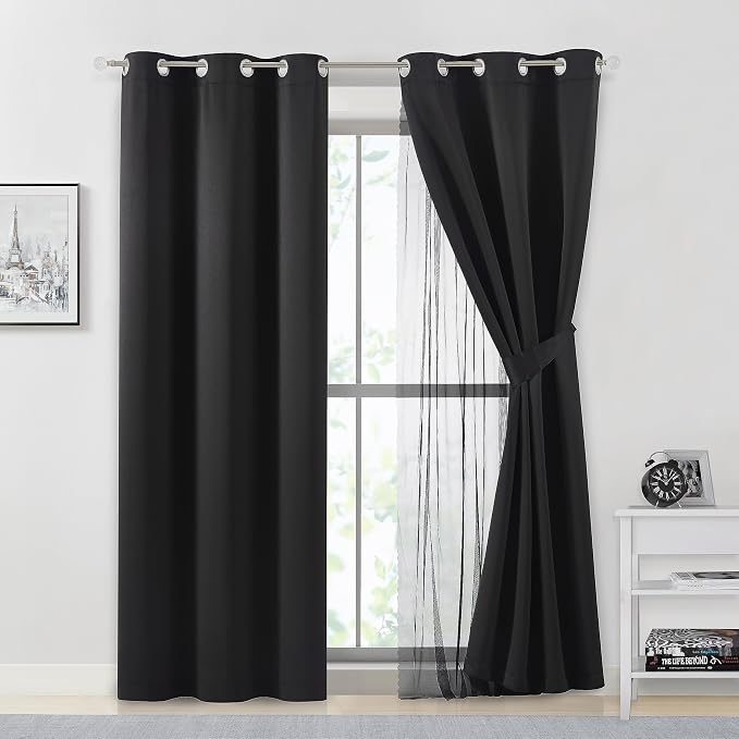 Bujasso Black Blackout Curtain Panels - Image 8