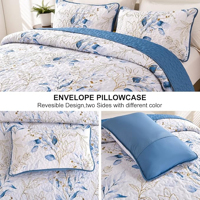 Anibedding Botanical Quilt Set Full, Soft Microfiber, Spring Autumn Lightweight - Image 4