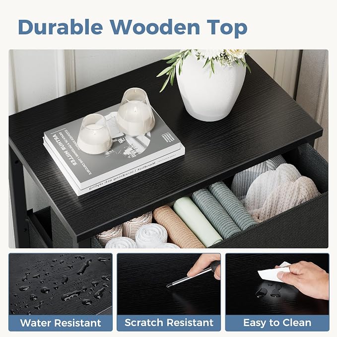 DUMOS 3 Drawer Nightstand for Bedroom, Small Night Stand Chest of Drawers | - Image 5
