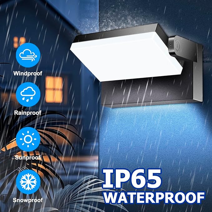 rosykite 60W LED Outdoor Wall Lights with 360°Rotation, Flood Lights Outdoor 5000K 4000K 3000K 3 Colors Changeable,Outside Sconce Security Lights for Garage Barn Front Porch