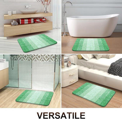 OLANLY Bathroom Runner Rugs 47x17, Extra Soft Absorbent Microfiber Bath Rugs, Rubber Backing, Quick Dry, Machine Washable Bath Mats for Bathroom Floor, Tub and Shower, Home Decor Accessories, Green