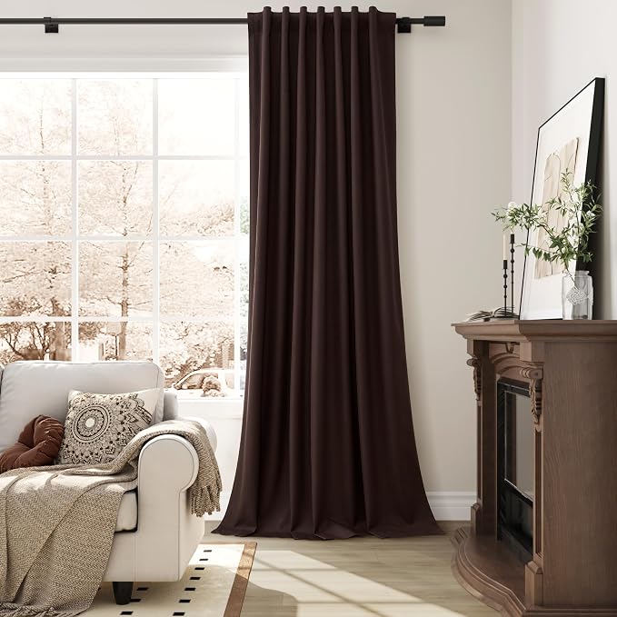 Coffee Linen 100% Blackout Curtains - Image 6
