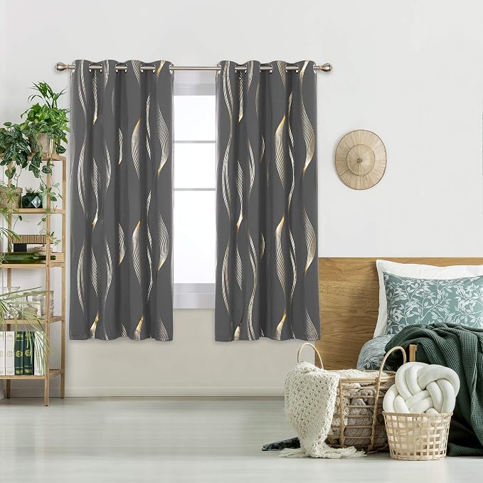 Deconovo Curtains for Living Room, Pattern Blackout Curtains 72 Inches Long | - Image 2
