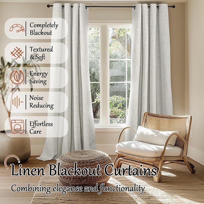 Linen Blackout Curtains for Living Room - Image 2
