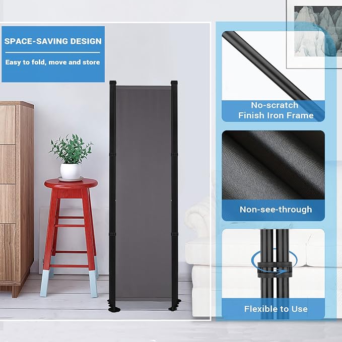 MAYOLIAH 6 Panel Room Dividers Folding Privacy Screen 6ft Tall Partition | - Image 4