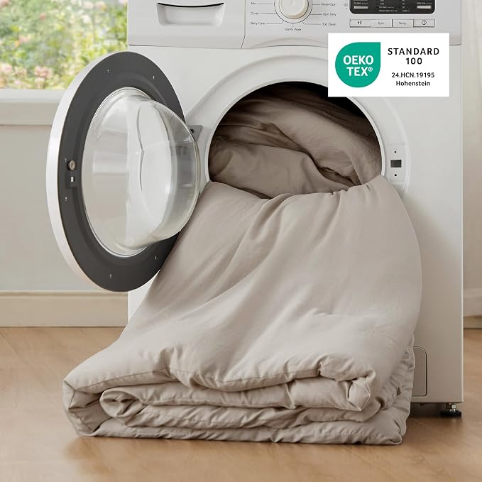 Bedsure King Comforter Set, Muted Linen Soft Prewashed Bedding - Image 5