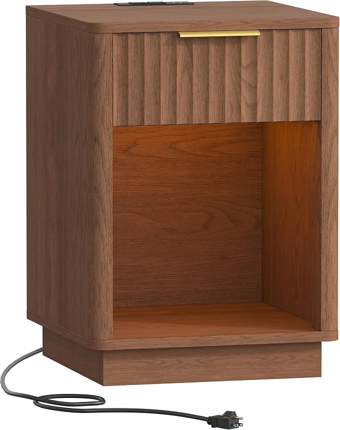 Akxomel Fluted Nightstand Bedside Table - Image 9