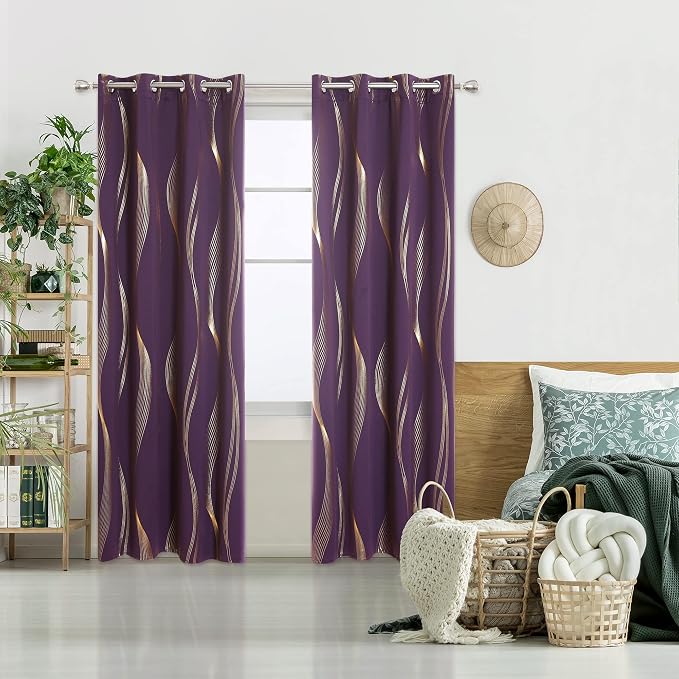 Deconovo Curtains for Living Room, Pattern Blackout Curtains 84 Inches Long | - Image 2