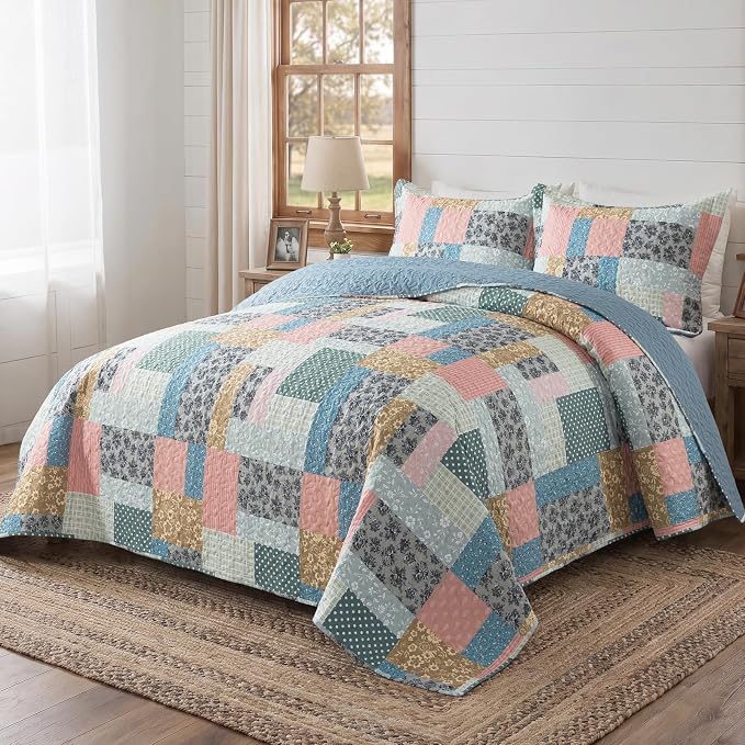 Etwel Lightweight Patchwork Queen Size Quilt Set - Image 7