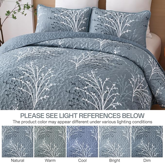 DJY Quilt Set Queen Size, Branch Floral Bedding Set - Image 6