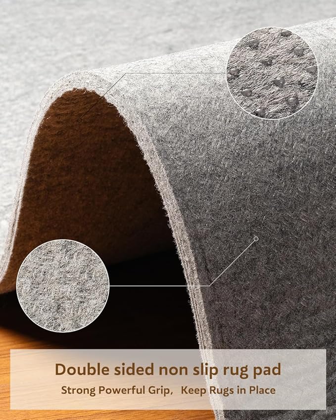 Resare Non Slip Rug Pad Gripper Extra Thick Dual Surface Felt Under Rug for Area Rugs and Hardwood Floors,Super Cushioned Non Skid Carpet Padding - 7x9 Feet 1/4" Double-Sided Non Slip