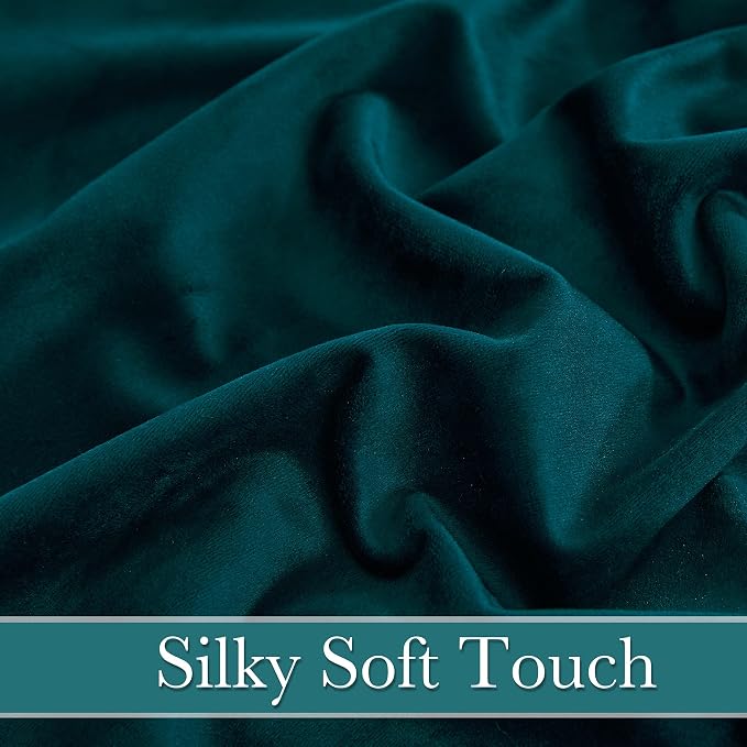 RYB HOME Teal Velvet Blackout Curtains 96 inches - Image 5