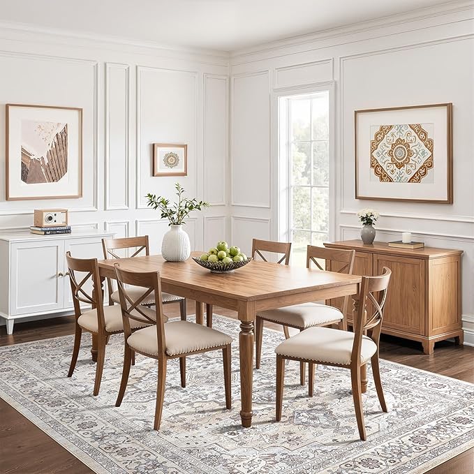 10x12 Area Rug Living Room: Washable Boho Large Neutral Vintage Soft Rugs Stain Resistant Farmhouse Non Slip Indoor Floor Carpet for Bedroom Nursery Kids Playroom Office Dining Room- Ivory Gray