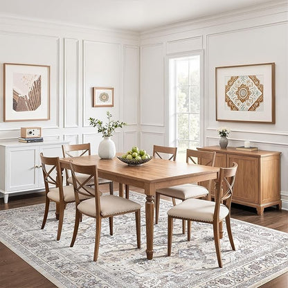 10x12 Area Rug Living Room: Washable Boho Large Neutral Vintage Soft Rugs Stain Resistant Farmhouse Non Slip Indoor Floor Carpet for Bedroom Nursery Kids Playroom Office Dining Room- Ivory Gray