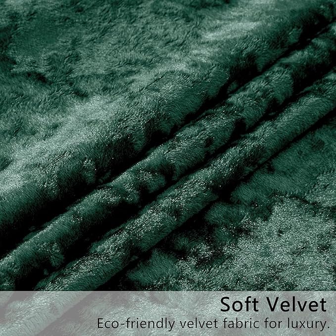 SMILETIME Forest Green Crushed Velvet Curtains 52x96 inch Luxurious Thermal Insulated Soundproof Drapes for Living Room Bedroom Office Soft and Durable Light-Filtering Window Treatments, 2 Panels
