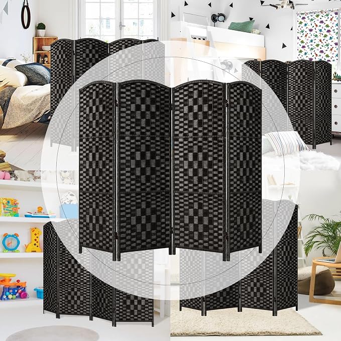 HALLYBEE Short Room Divider, Small Folding Privacy Screens, 4 Panel Black | - Image 6