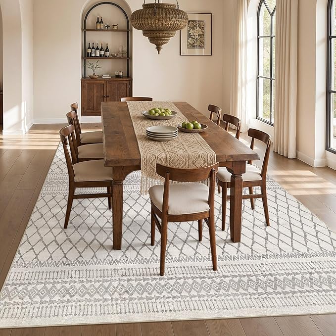 cotiled Boho 10x14 Area Rug for Living Room: Large Moroccan Washable Rug | - Image 6