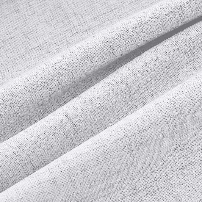 MIULEE 100% Blackout Linen Curtains 42 x 72 Inch Grayish White 2 Panels | - Image 9