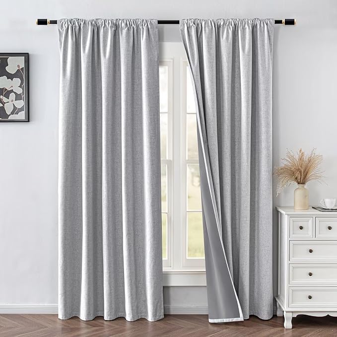 IGEMAEVE Blackout Curtains for Bedroom Grommets Off-White 52" W x 108" L | - Image 2