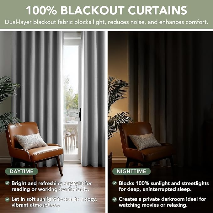 Deconovo Faux Linen 100% Blackout Curtains - Image 2