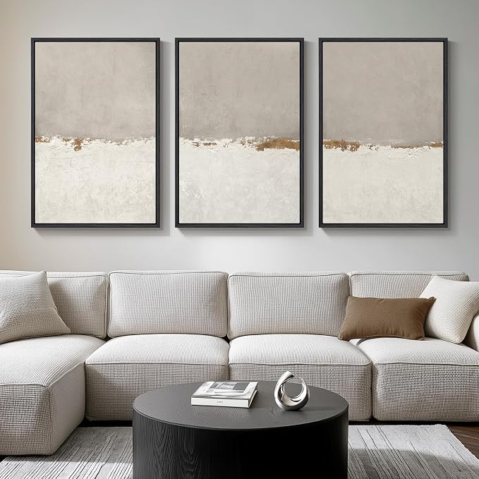 Large Framed Neutral Abstract Wall Art - Image 2