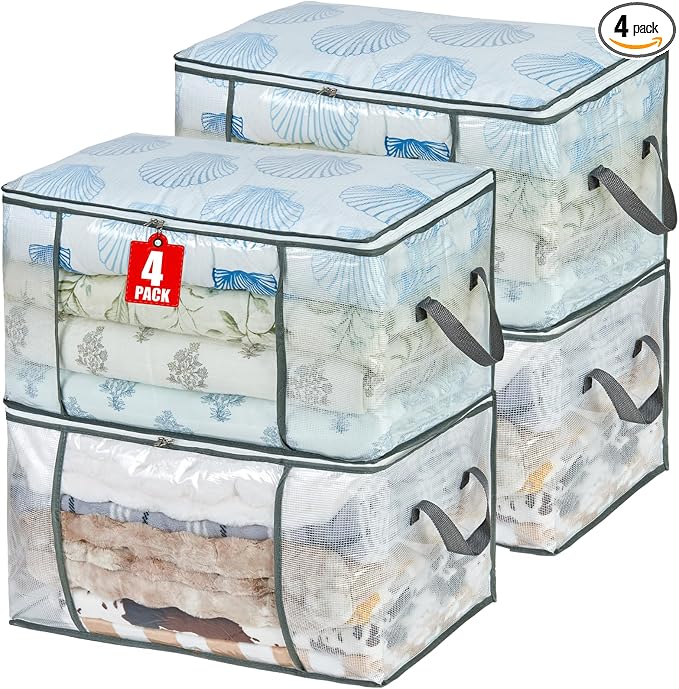 80L Clear Large Storage Bag for Clothes Comforters Blankets Pillows Bedding | by MKOKYD