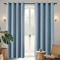 Joydeco Light Blue Blackout Curtains 96 Inches Long, Curtains 96 Inch Length 1 Panel for Bedroom, Thermal Insulated Linen Black Out Curtains with Grommets(100x96, Light Blue)