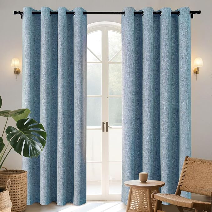 Joydeco Light Blue Blackout Curtains 96 Inches Long, Curtains 96 Inch Length 1 by JOYDECO