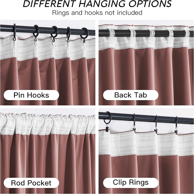 RYB HOME Velvet Curtains 108 inches Long, Extra Long High Ceiling Curtains | - Image 4