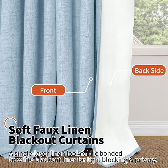 Baby Blue Linen Blackout Curtains - Image 8