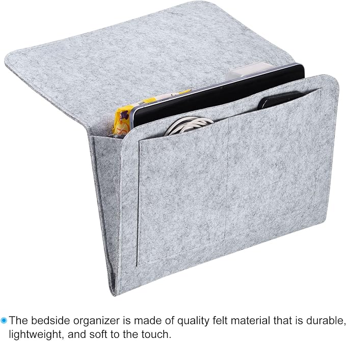 PATIKIL 13in Bedside Caddy, Bed Caddy Bedside Organizer Hanging 5 Pocket Soft - Image 4