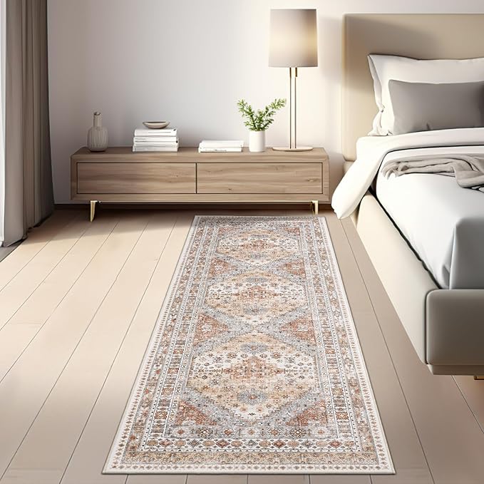 zesthome Washable Runner Rug 2.5x8 - Stain Resistant Entryway Rugs, Ultra-Thin Kitchen Rug, Anti Slip Backing Runner Rugs for Entrance Laundry Room Indoor Hallway (Orange,2.5'x8')