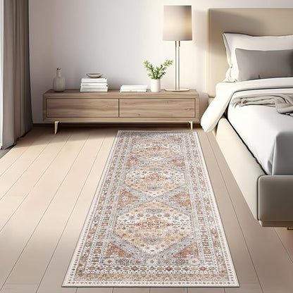 zesthome Washable Runner Rug 2.5x8 - Stain Resistant Entryway Rugs, Ultra-Thin Kitchen Rug, Anti Slip Backing Runner Rugs for Entrance Laundry Room Indoor Hallway (Orange,2.5'x8')