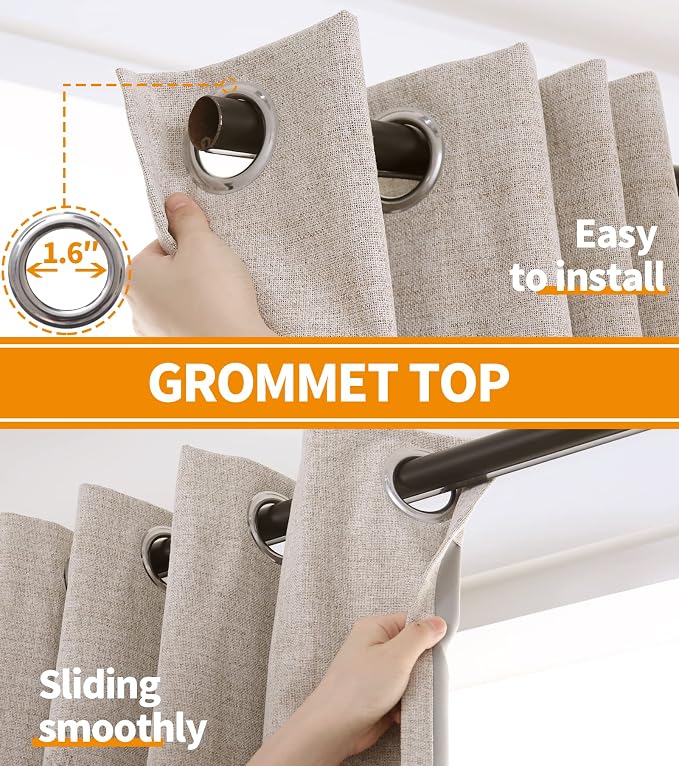 YoungsTex Extra Long Linen Blackout Curtains 90 Inches Length, Grommet Thermal - Image 6