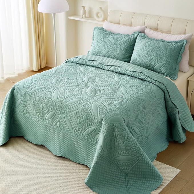 Cmfshape Oversize King Bedspread 114"x102", 3 Pieces California King Size Quilt - Image 6